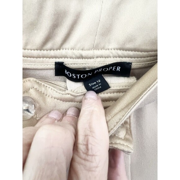 Boston Proper Size 12 Wide Leg Ponte Knit Stretch Pants Travel Comfort Large Tan - Picture 5 of 9